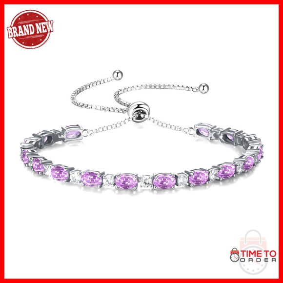 Sterling Silver Plated Adjustable Birthstone Bracelet Elegant Minimal Jewelry